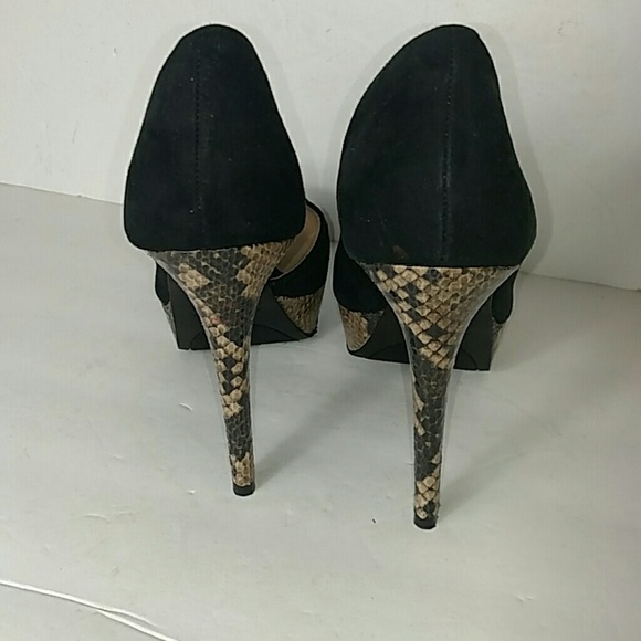 Nine West Black Suede Snake Print Heels - Picture 4 of 7
